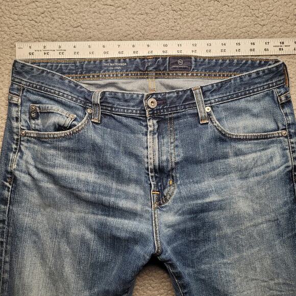AG Adriano Goldschmied Jeans Mens 36x34 Blue Denim The Matchbox Slim Straight - Picture 8 of 10